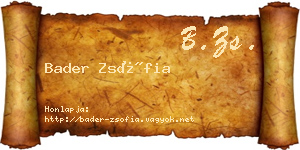 Bader Zsófia névjegykártya